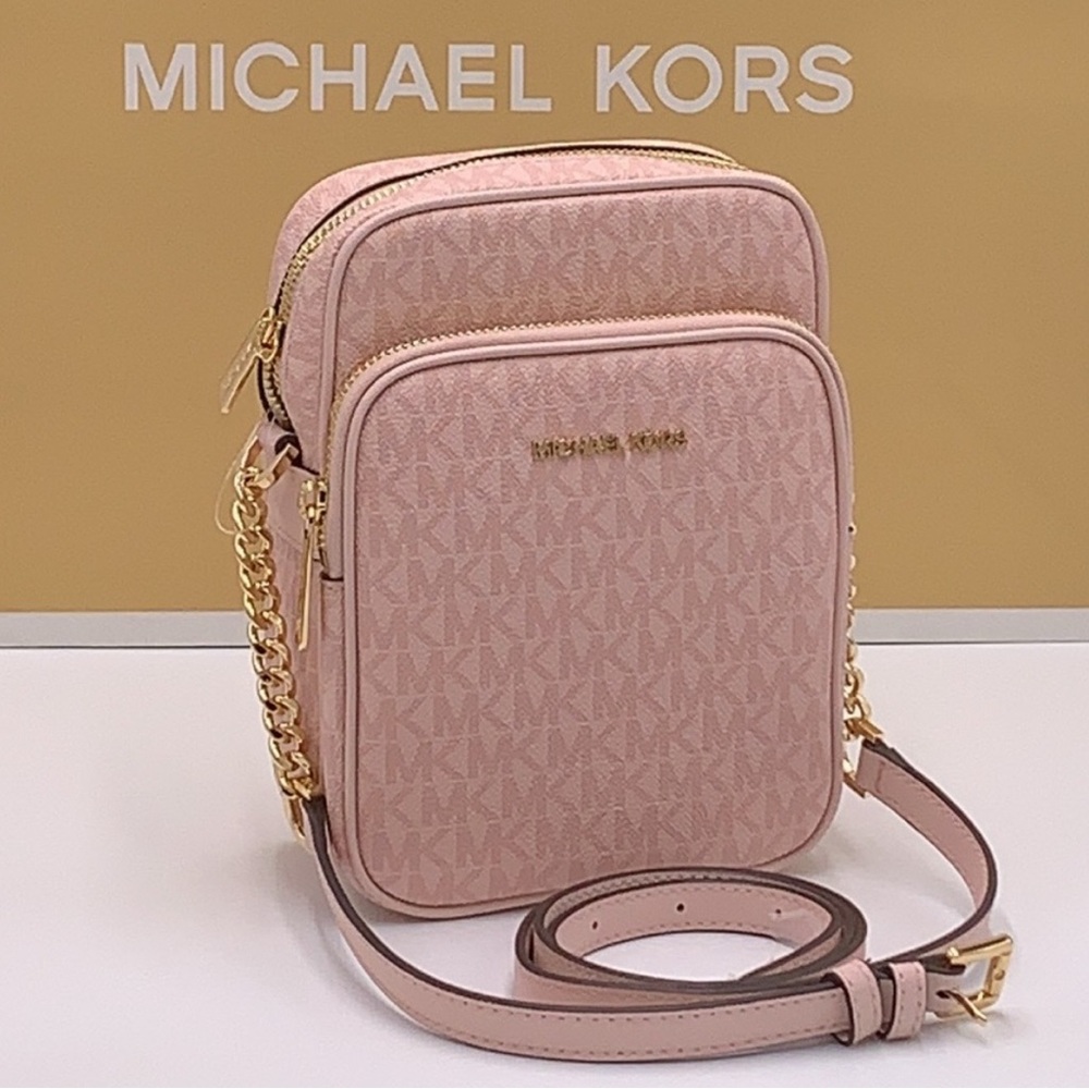NNT MICHAEL Michael Kors Pink and Gold Crossbody Bag with Elegant Monogram